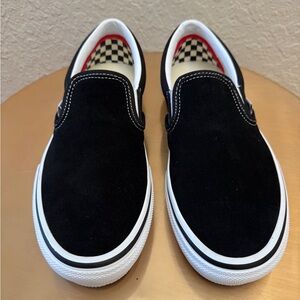 Black Suede Vans Slip-On Skateboarding Shoes